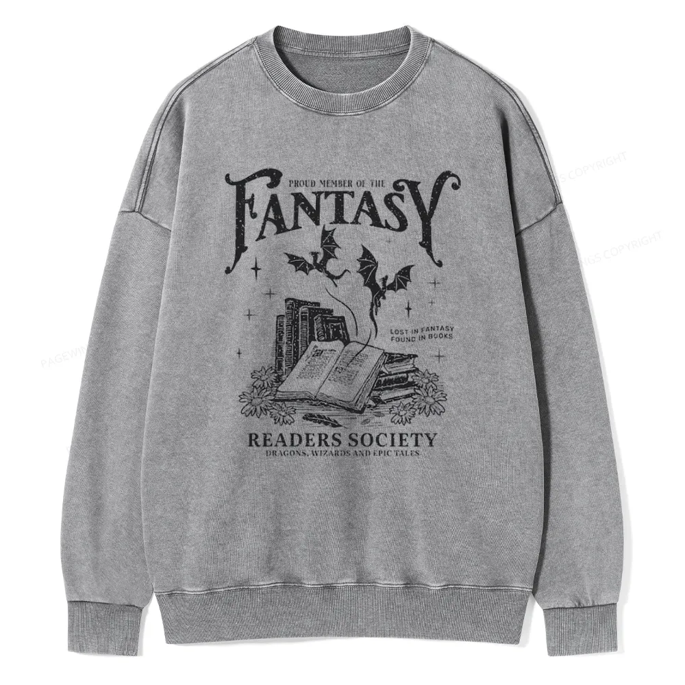 Pagewings Fantasy Readers Society Unisex Washed Sweatshirt