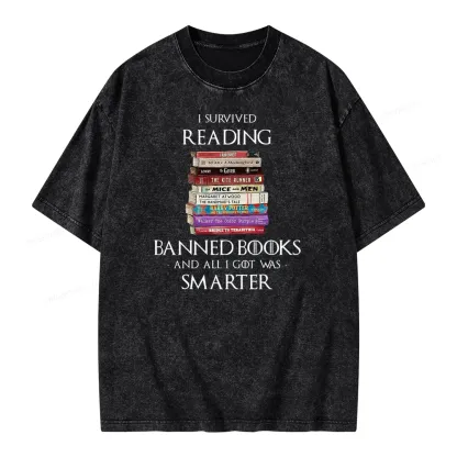 Pagewings I Survived Reading Banned Books Unisex Washed T-shirt