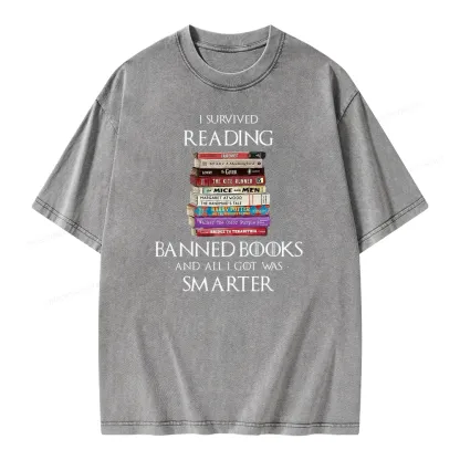 Pagewings I Survived Reading Banned Books Unisex Washed T-shirt