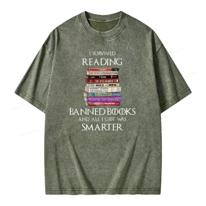 Pagewings I Survived Reading Banned Books Unisex Washed T-shirt