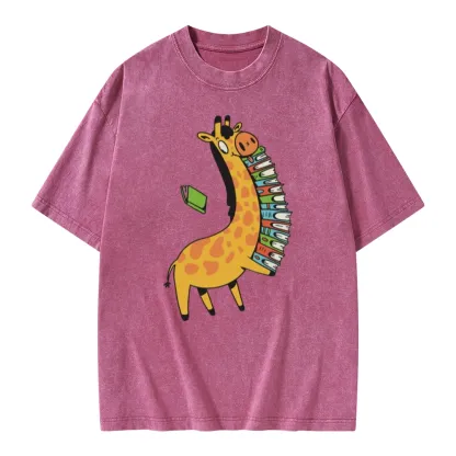 Pagewings Book Giraff Unisex Washed T-shirt