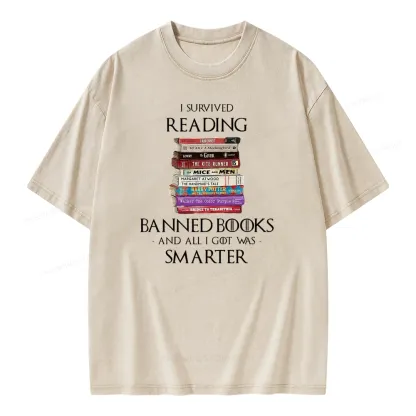 Pagewings I Survived Reading Banned Books Unisex Washed T-shirt