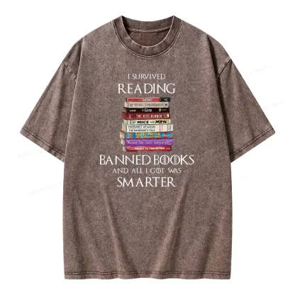 Pagewings I Survived Reading Banned Books Unisex Washed T-shirt