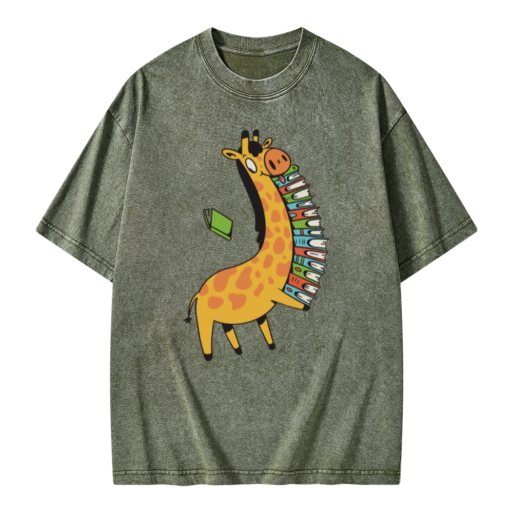 Pagewings Book Giraff Unisex Washed T-shirt