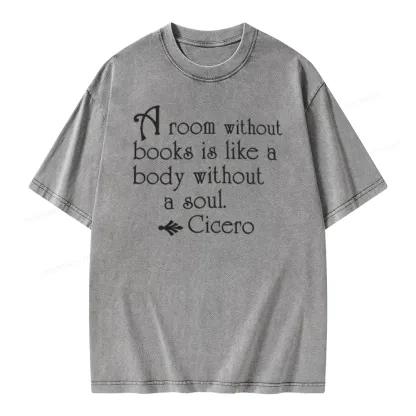 Pagewings A Room Without Books Is Like A Body Without A Soul Unisex Washed T-shirt