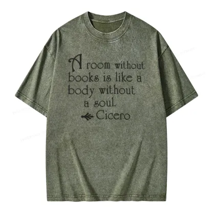 Pagewings A Room Without Books Is Like A Body Without A Soul Unisex Washed T-shirt
