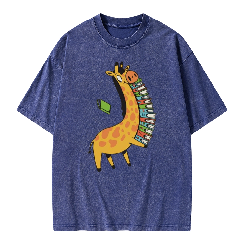 Pagewings Book Giraff Unisex Washed T-shirt