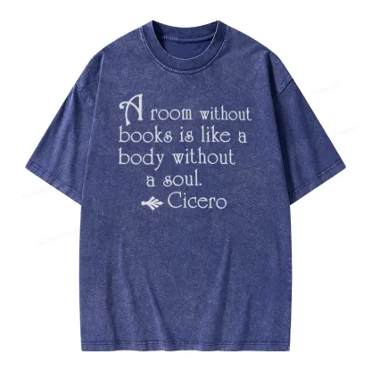 Pagewings A Room Without Books Is Like A Body Without A Soul Unisex Washed T-shirt