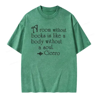 Pagewings A Room Without Books Is Like A Body Without A Soul Unisex Washed T-shirt