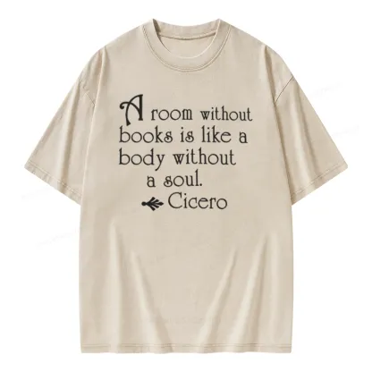 Pagewings A Room Without Books Is Like A Body Without A Soul Unisex Washed T-shirt