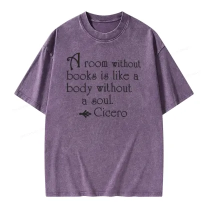 Pagewings A Room Without Books Is Like A Body Without A Soul Unisex Washed T-shirt