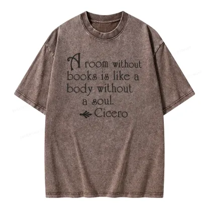 Pagewings A Room Without Books Is Like A Body Without A Soul Unisex Washed T-shirt