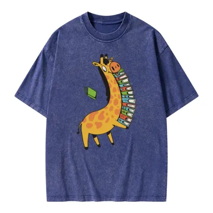 Pagewings Book Giraff Unisex Washed T-shirt