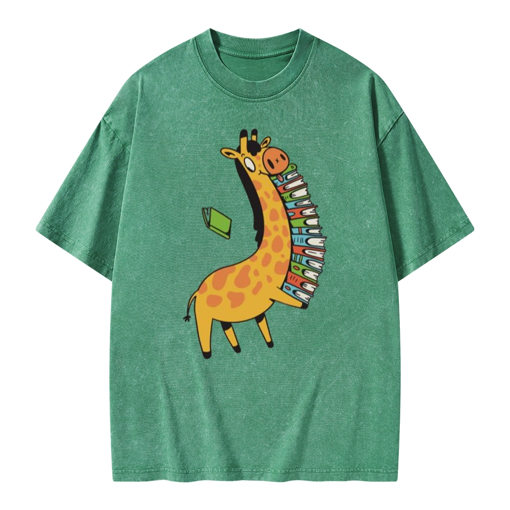 Pagewings Book Giraff Unisex Washed T-shirt