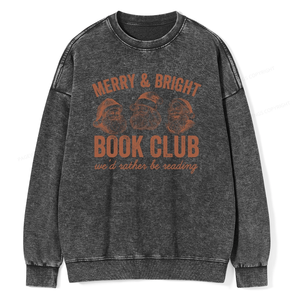 Pagewings Christmas Book Club Unisex Washed Sweatshirt