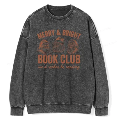 Pagewings Christmas Book Club Unisex Washed Sweatshirt
