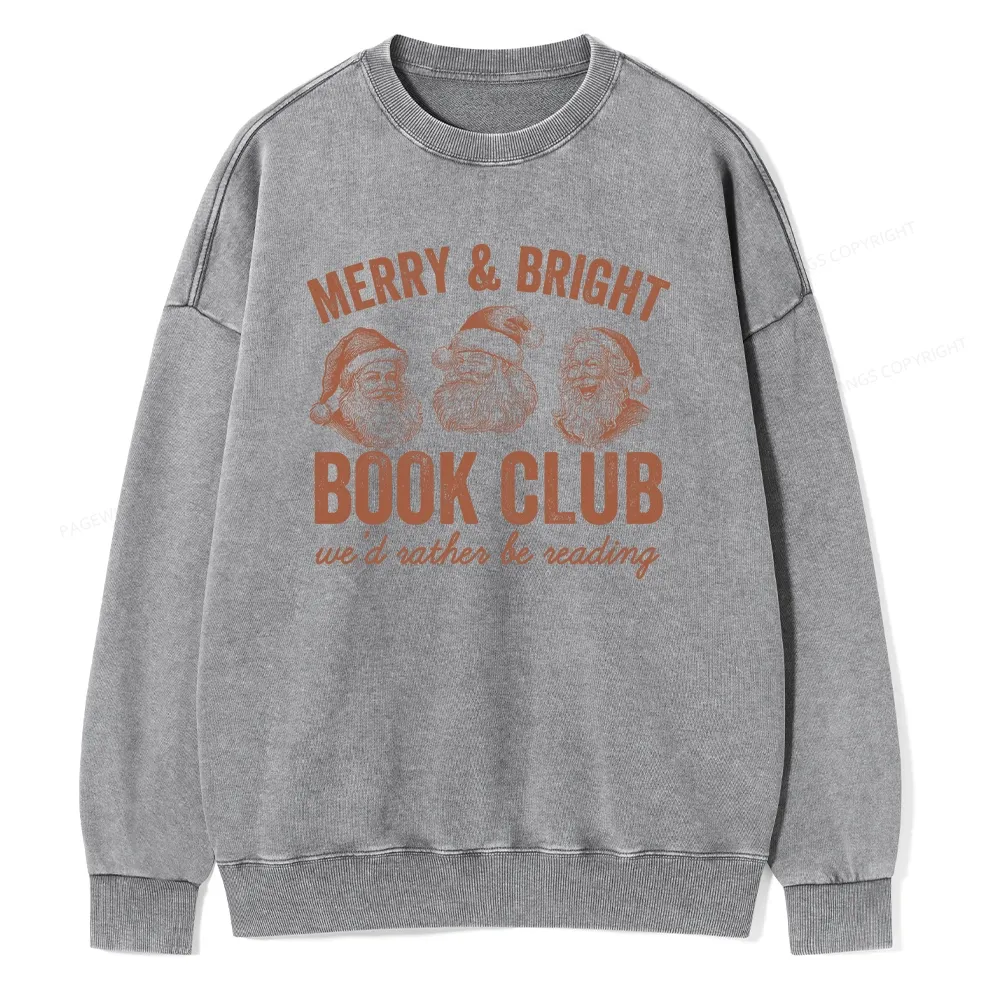 Pagewings Christmas Book Club Unisex Washed Sweatshirt