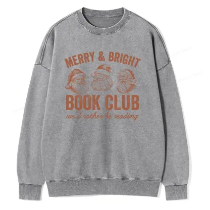 Pagewings Christmas Book Club Unisex Washed Sweatshirt