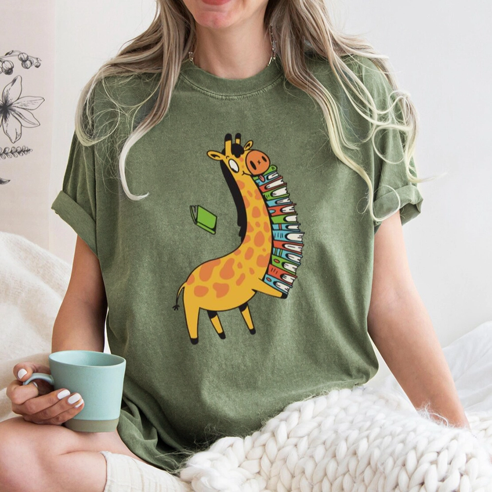Pagewings Book Giraff Unisex Washed T-shirt