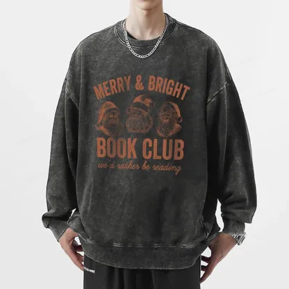 Pagewings Christmas Book Club Unisex Washed Sweatshirt