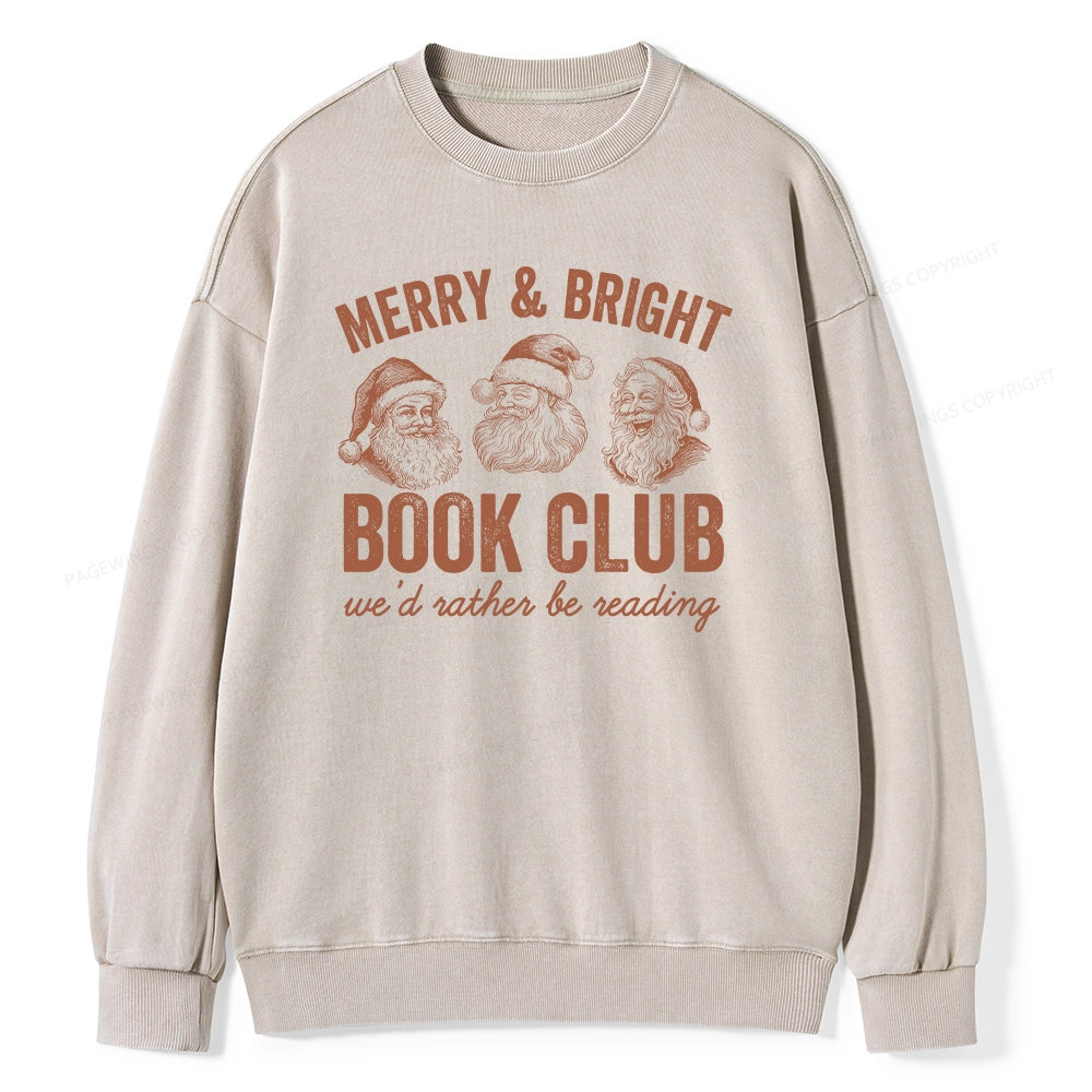Pagewings Christmas Book Club Unisex Washed Sweatshirt