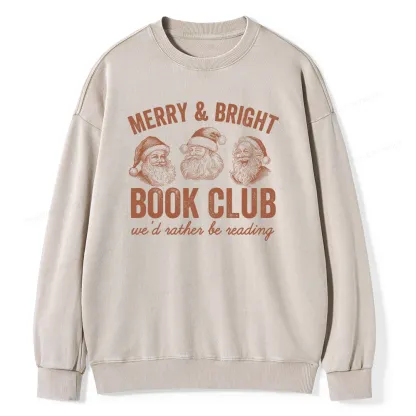 Pagewings Christmas Book Club Unisex Washed Sweatshirt