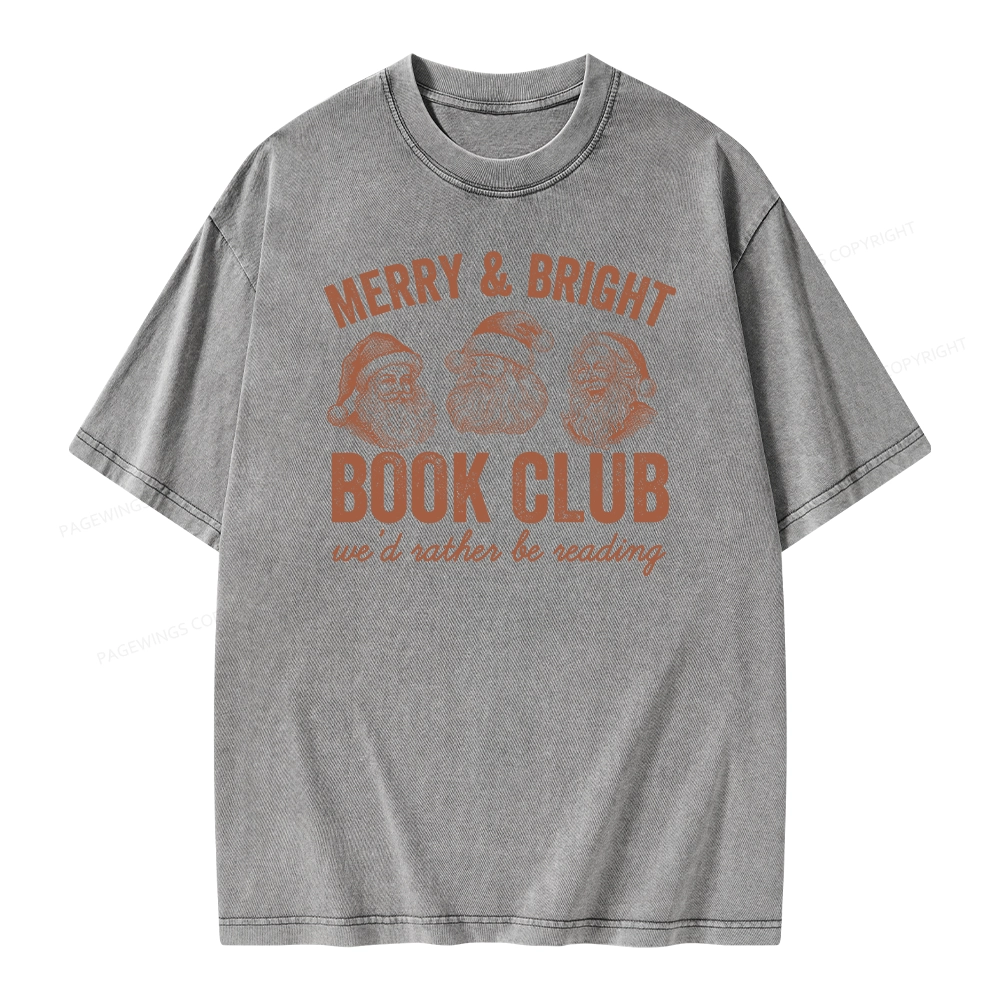 Pagewings Christmas Book Club Unisex Washed T-shirt