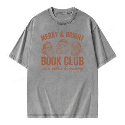 Pagewings Christmas Book Club Unisex Washed T-shirt