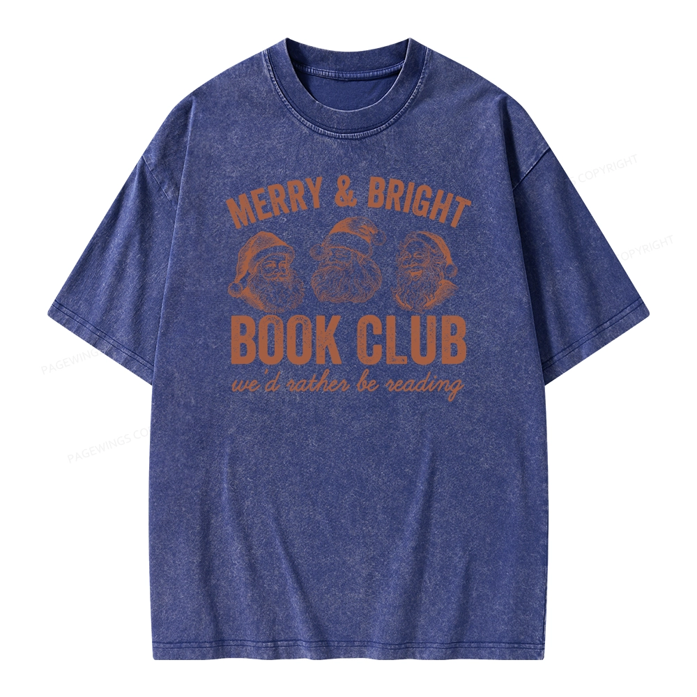 Pagewings Christmas Book Club Unisex Washed T-shirt