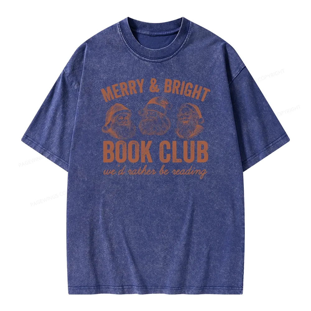 Pagewings Christmas Book Club Unisex Washed T-shirt