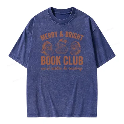 Pagewings Christmas Book Club Unisex Washed T-shirt