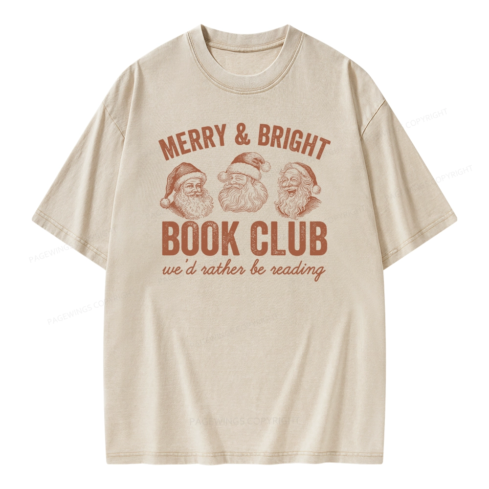 Pagewings Christmas Book Club Unisex Washed T-shirt