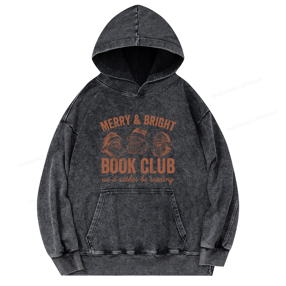 Pagewings Christmas Book Club Unisex Washed Hoodie