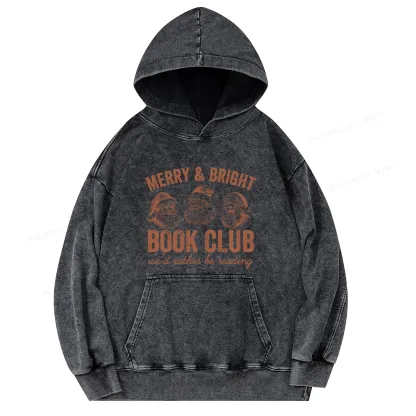Pagewings Christmas Book Club Unisex Washed Hoodie