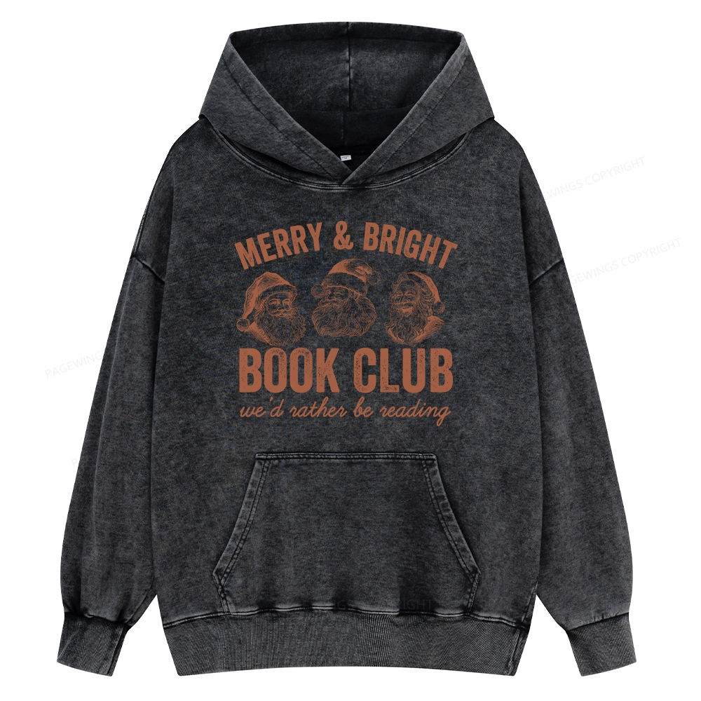 Pagewings Christmas Book Club Unisex Washed Hoodie