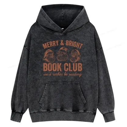 Pagewings Christmas Book Club Unisex Washed Hoodie