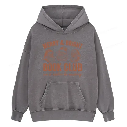 Pagewings Christmas Book Club Unisex Washed Hoodie