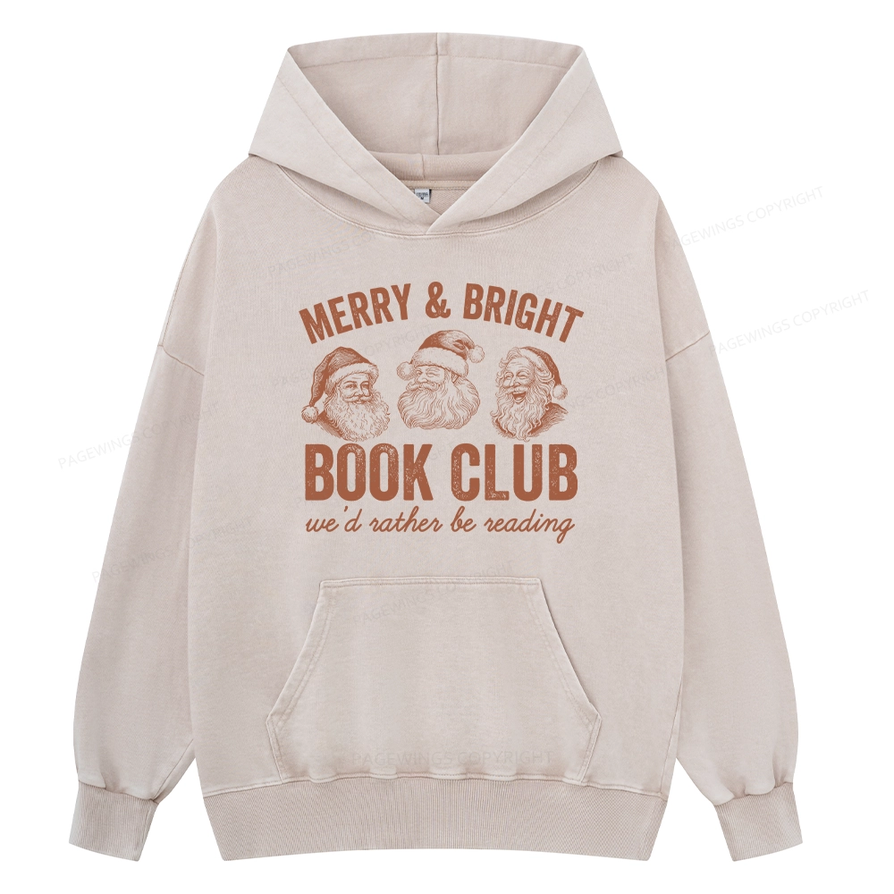 Pagewings Christmas Book Club Unisex Washed Hoodie