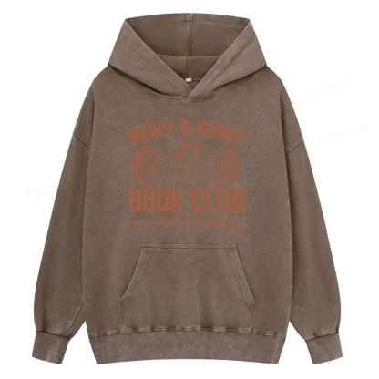 Pagewings Christmas Book Club Unisex Washed Hoodie