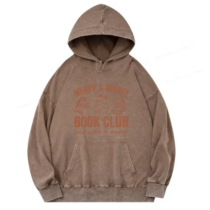 Pagewings Christmas Book Club Unisex Washed Hoodie