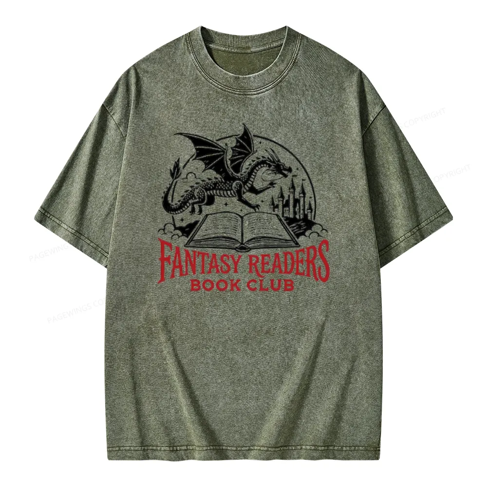Pagewings Fantasy Readers Book Club Unisex Washed T-shirt