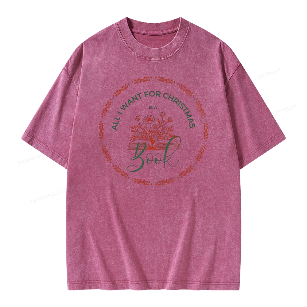 Pagewings Book Lover Christmas Unisex Washed T-shirt