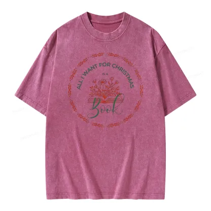 Pagewings Book Lover Christmas Unisex Washed T-shirt
