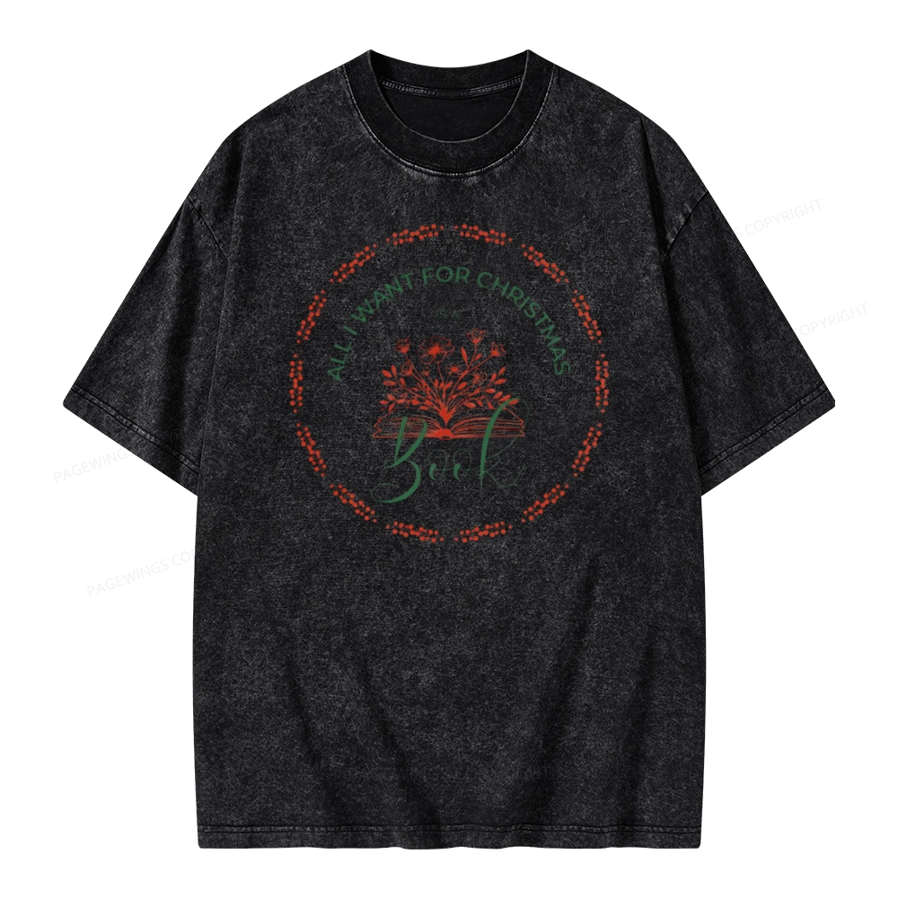 Pagewings Book Lover Christmas Unisex Washed T-shirt