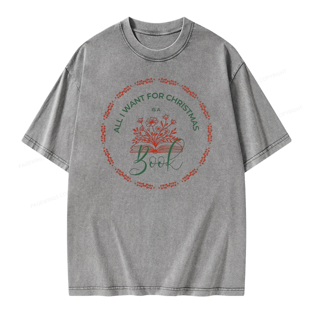 Pagewings Book Lover Christmas Unisex Washed T-shirt