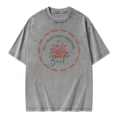 Pagewings Book Lover Christmas Unisex Washed T-shirt