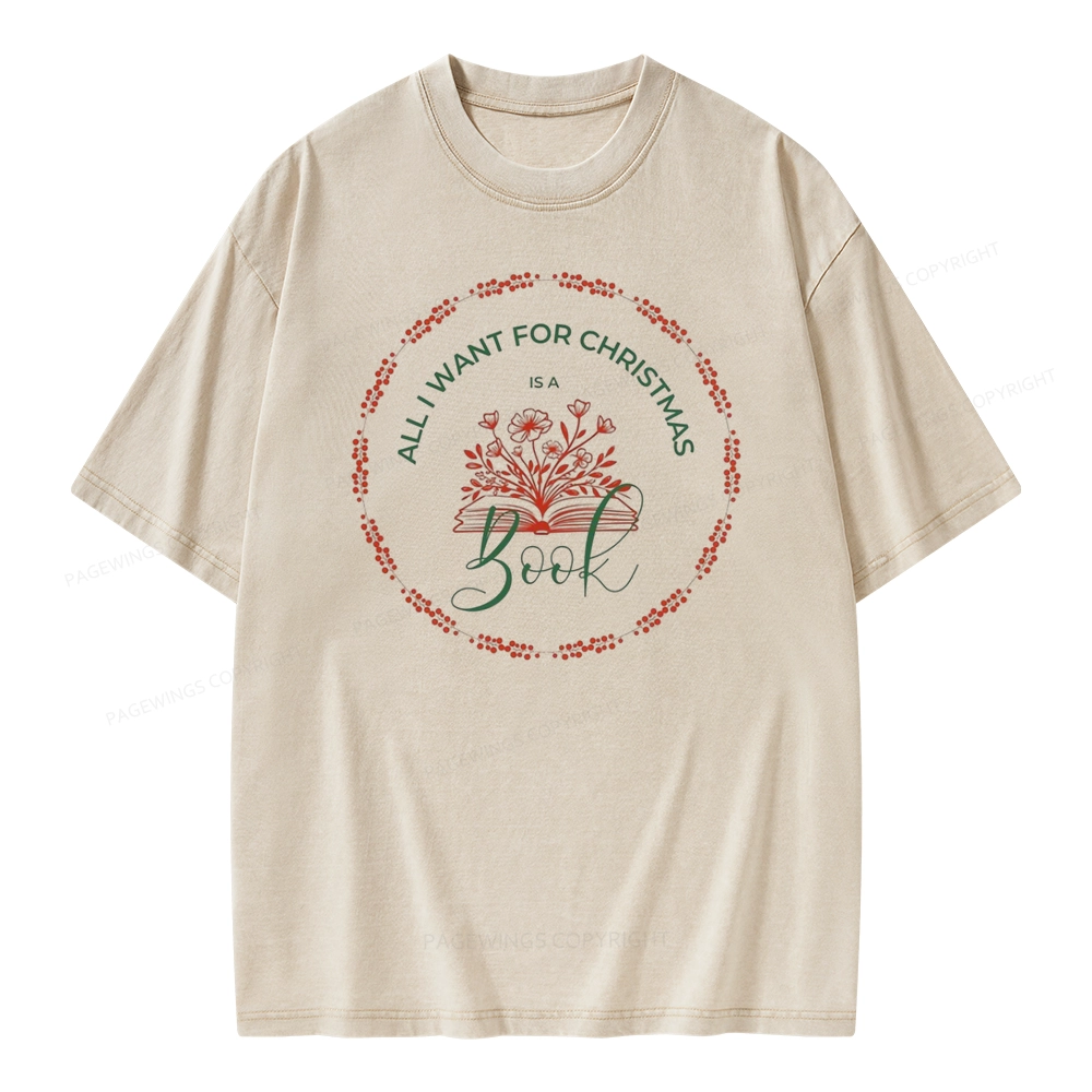 Pagewings Book Lover Christmas Unisex Washed T-shirt