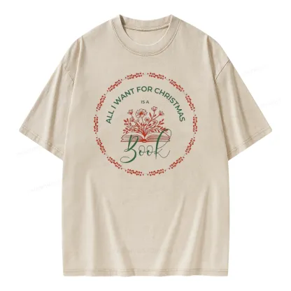 Pagewings Book Lover Christmas Unisex Washed T-shirt