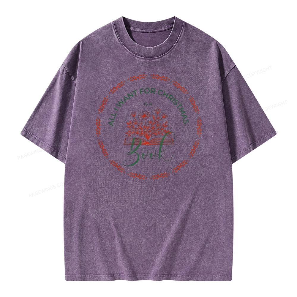 Pagewings Book Lover Christmas Unisex Washed T-shirt
