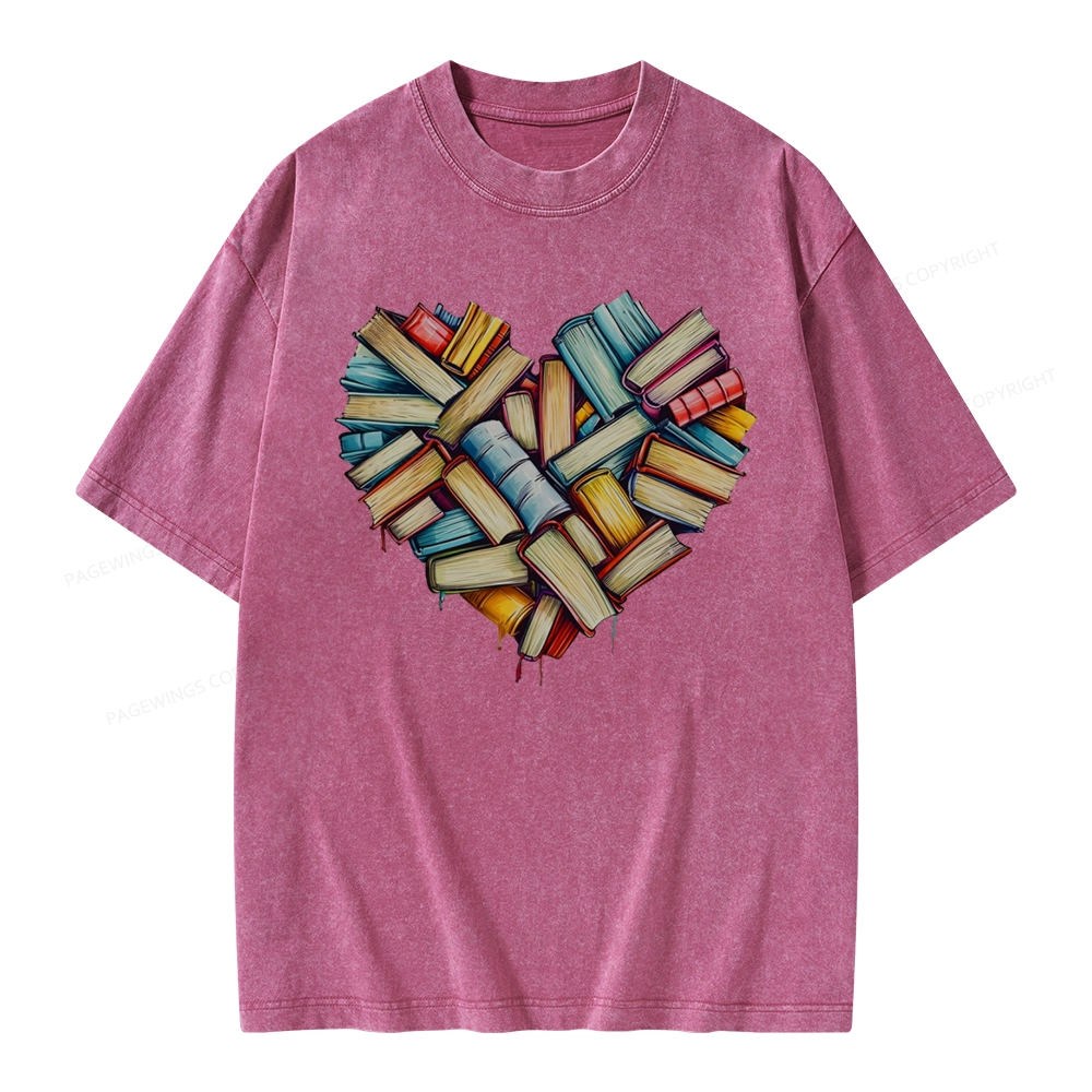 Pagewings Book Heart Unisex Washed T-shirt